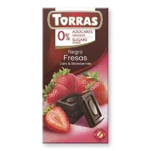 Ciocolata neagra cu cu capsune, 75 g, Torras