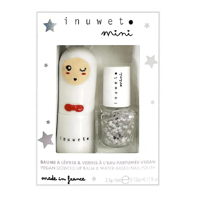 Set copii Balsam de buze cu parfum de vata de zahar & oja fara parfum, Inuwet — preț și oferte