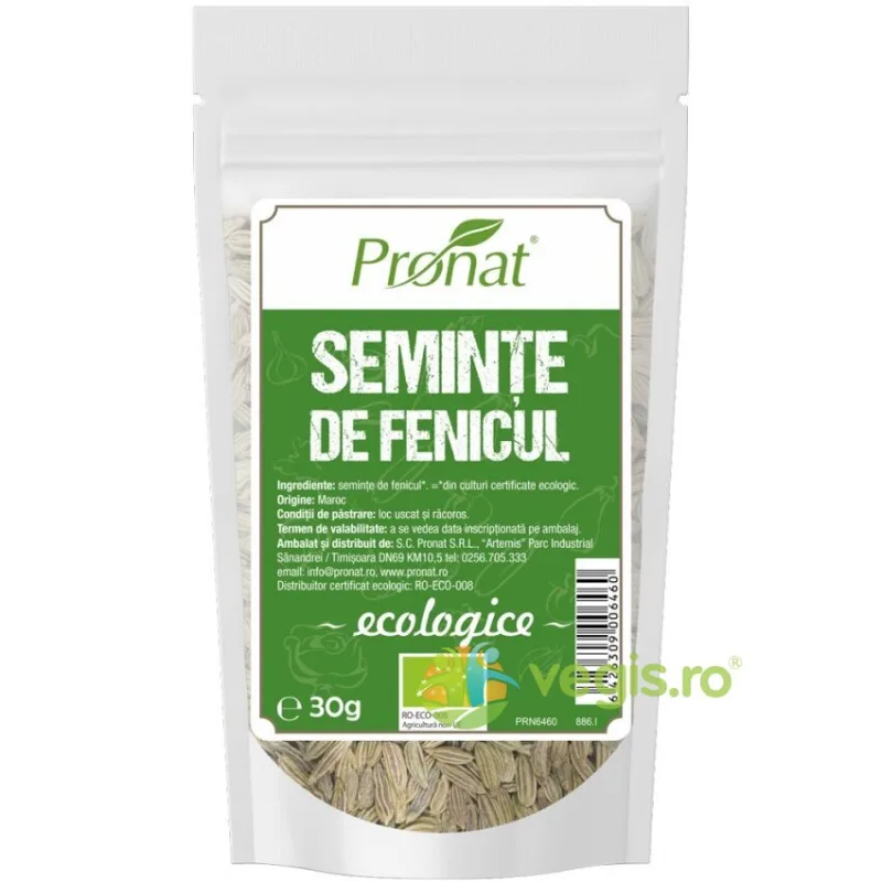 Seminte de Fenicul Ecologice/Bio 30g PRONAT — preț și oferte