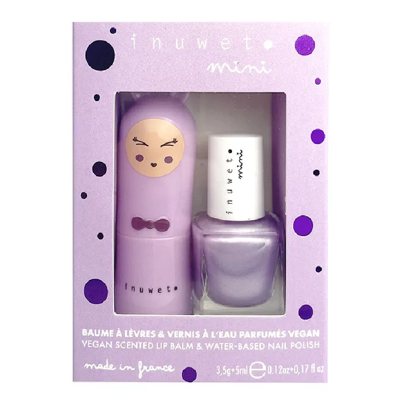 Set copii Balsam de buze cu parfum de bezea & oja cu parfum de coacaze, Inuwet — preț și oferte