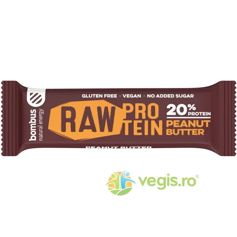 Baton Proteic cu Unt de Arahide fara Gluten 20% Proteine 50g BOMBUS — preț și oferte