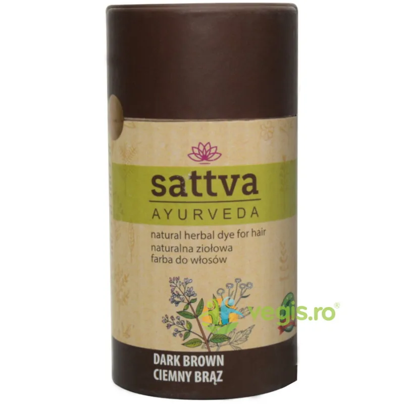 Vopsea de Par Ciocolatiu Inchis (Dark Brown) 150g Sattva Ayurveda — preț și oferte