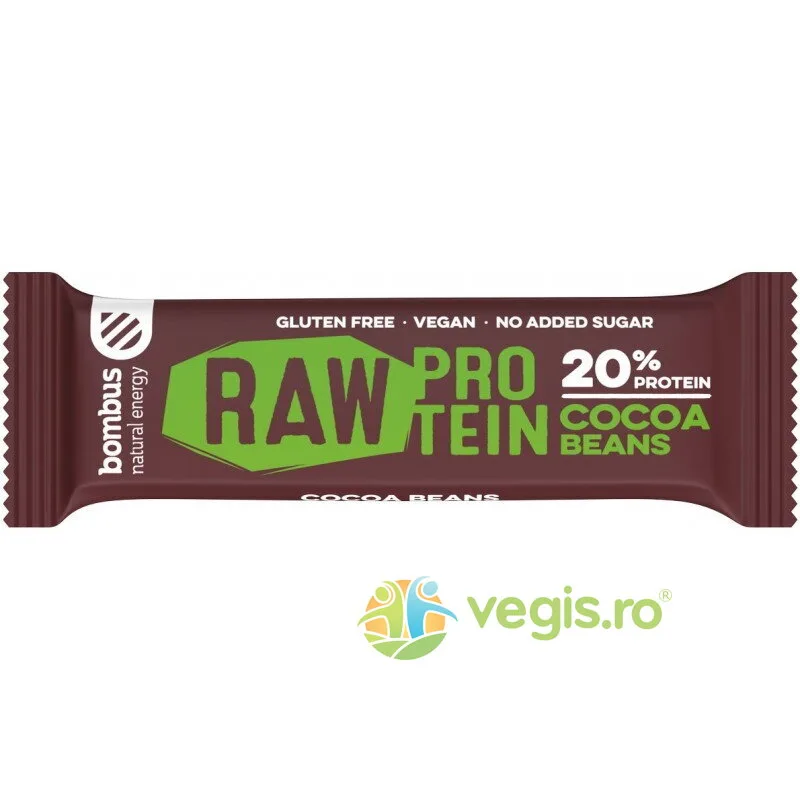 Baton Proteic cu Boabe de Cacao fara Gluten 20% Proteine 50g BOMBUS — preț și oferte