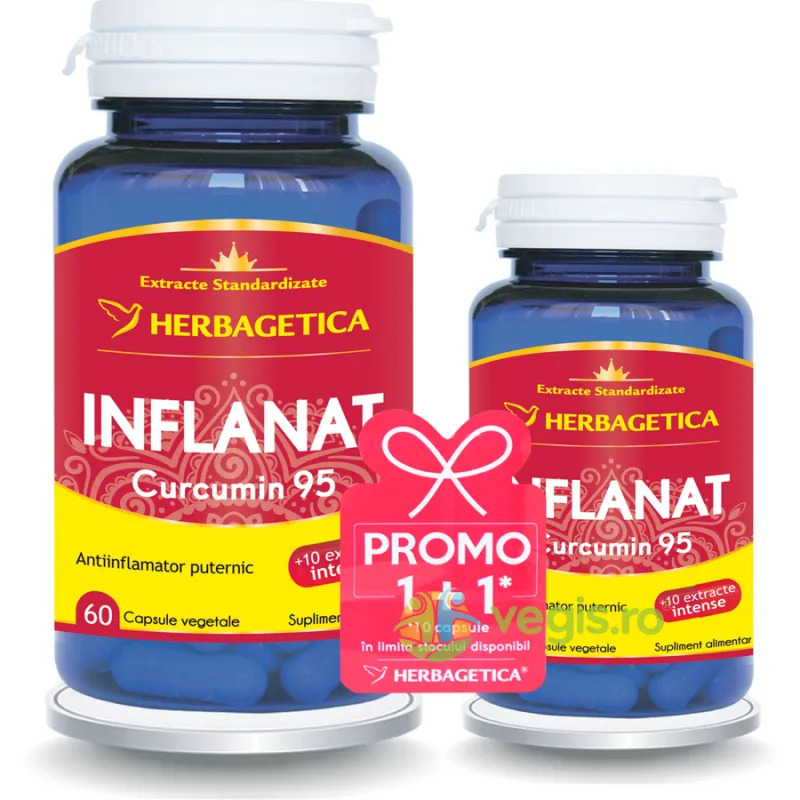 Pachet Inflanat Curcumin 95 60cps+10cps HERBAGETICA — preț și oferte
