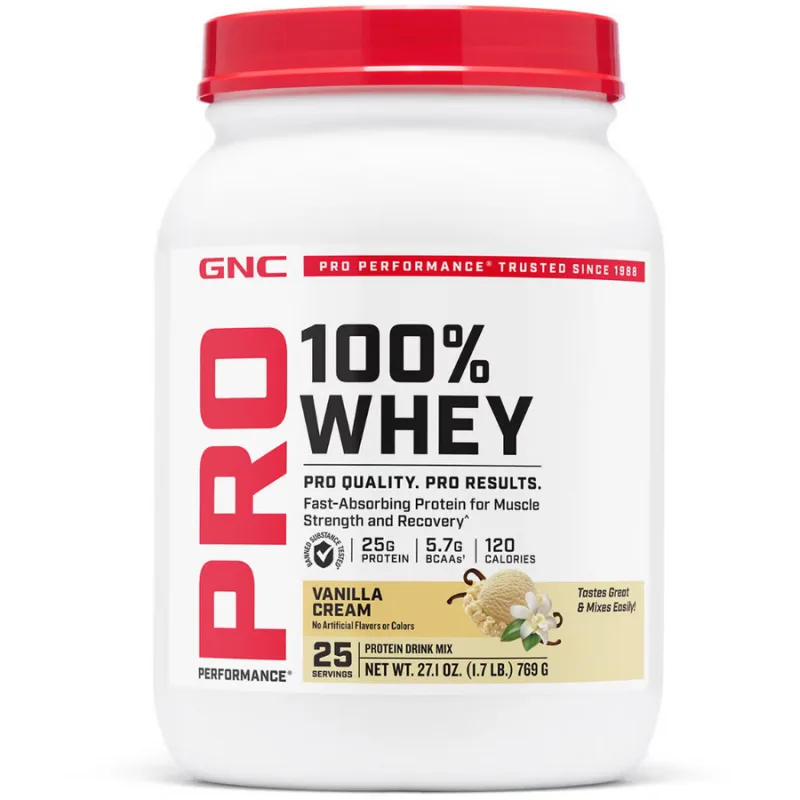 Proteina din Zer cu Aroma de Vanilie Testata Antidoping 769g GNC — preț și oferte