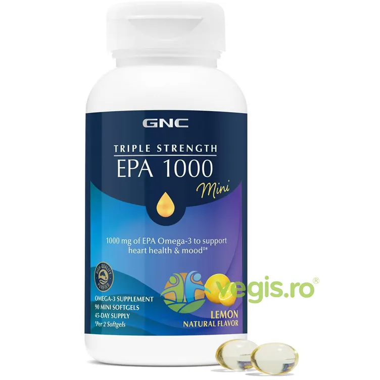 EPA 1000mg Mini cu Aroma Naturala de Lamaie 90cps GNC — preț și oferte