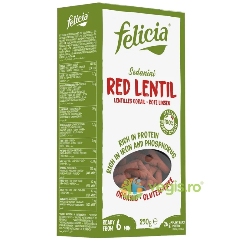Sedanini din Linte Rosie Ecologice/Bio 250g FELICIA — preț și oferte