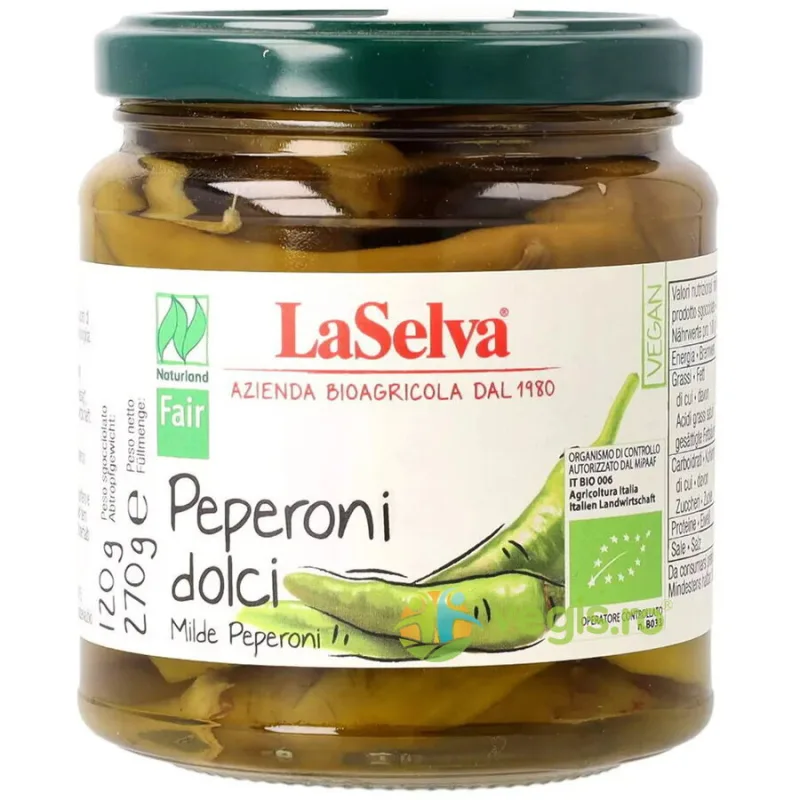 Peperoni Dulci in Otet Ecologici/Bio 270g LASELVA — preț și oferte