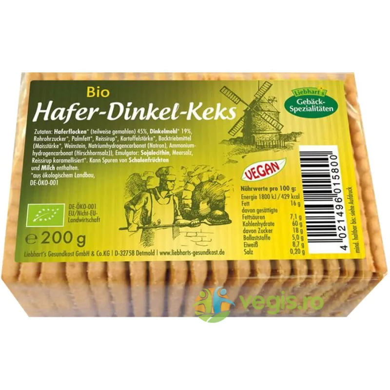Biscuiti din Ovaz Ecologici/Bio 200g LIEBHARTS GESUNDKOST — preț și oferte