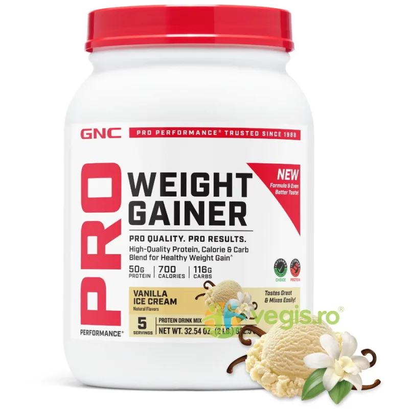 Formula Proteica pentru Crestere in Greutate cu Aroma de Vanilie Testata Antidoping 922.5g GNC — preț și oferte