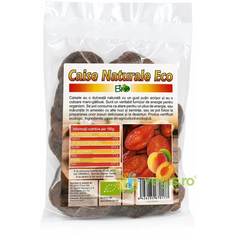 Caise Uscate Deshidratate Ecologice/Bio 200g Deco Italia — preț și oferte