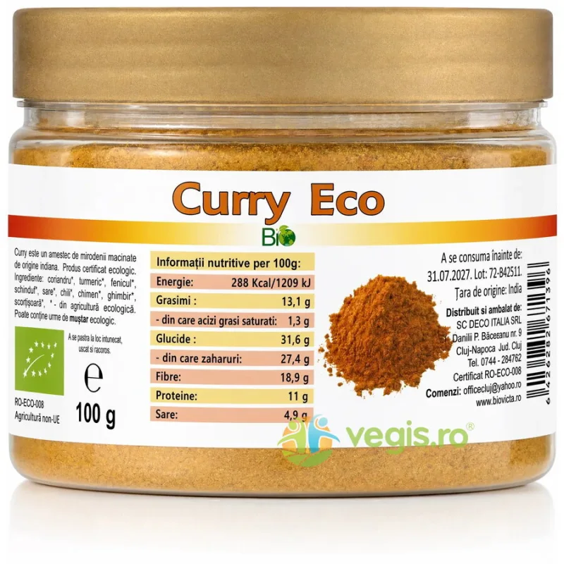 Curry Indian Macinat din 9 Mirodenii Ecologic/Bio 100g Deco Italia — preț și oferte