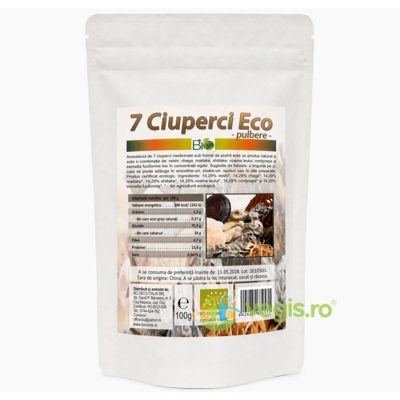 Complex 7 Ciuperci Medicinale Pudra Ecologica/Bio 100g Deco Italia — preț și oferte