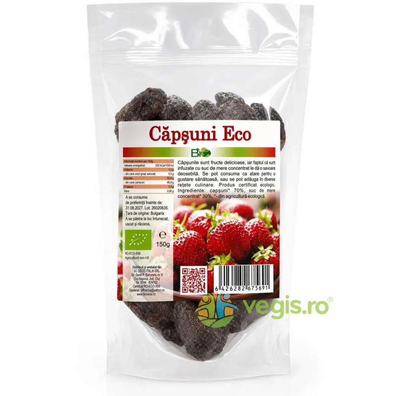 Capsuni Indulcite cu Suc de Mere Ecologice/Bio 150g Deco Italia — preț și oferte