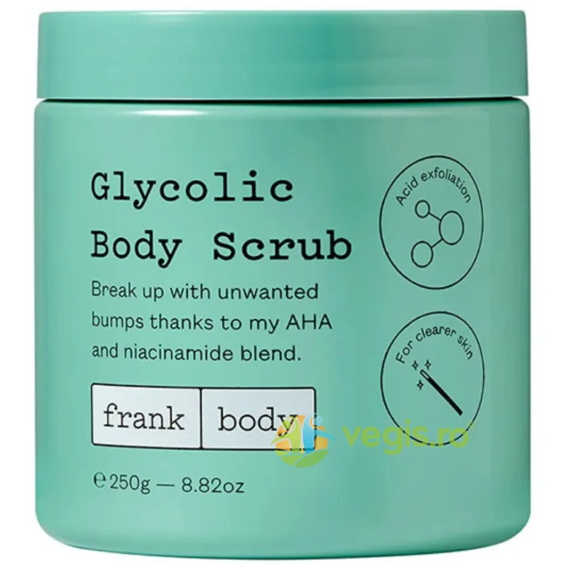 Exfoliant pentru Corp Glycolic pentru Piele Luminoasa cu AHA si Niacinamida 250g FRANK BODY — preț și oferte