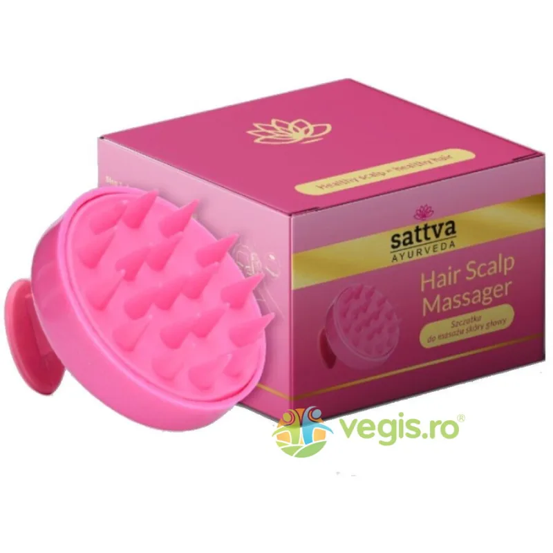 Perie pentru Masaj Scalp din Slicon Roz 1buc Sattva Ayurveda — preț și oferte