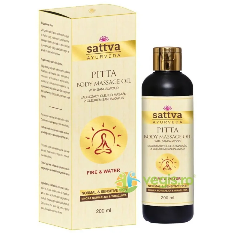 Ulei de Masaj Pitta pentru Piele Normala si Sensibila 200ml Sattva Ayurveda — preț și oferte