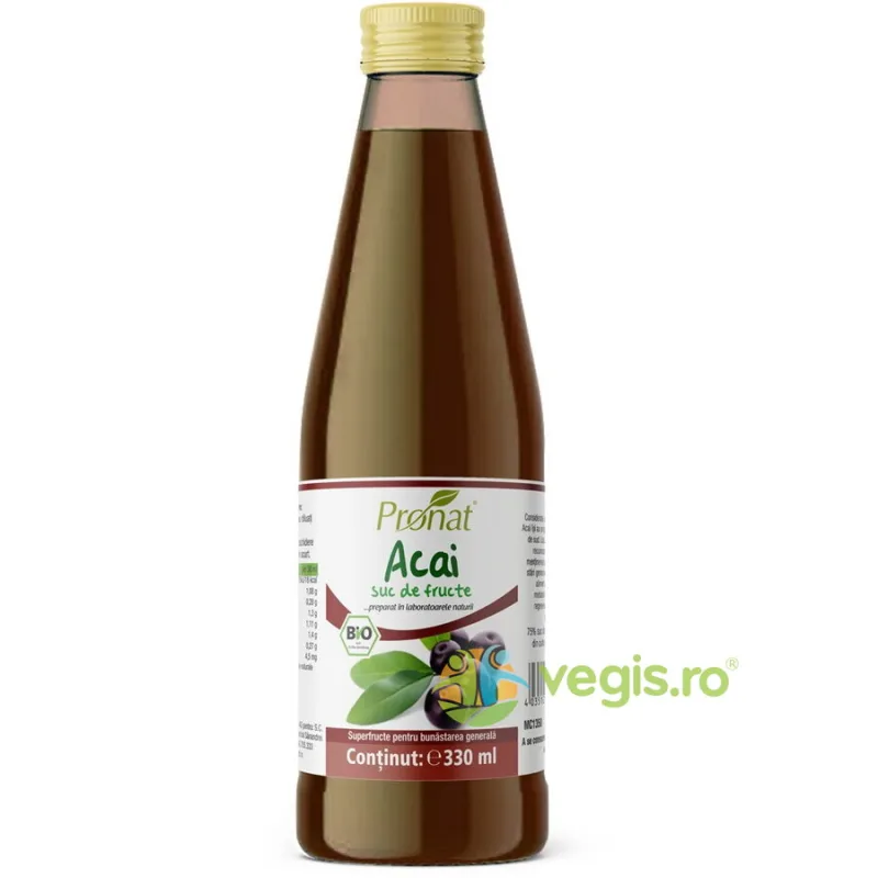 Suc de Acai 100% Ecologic/Bio 330ml PRONAT — preț și oferte