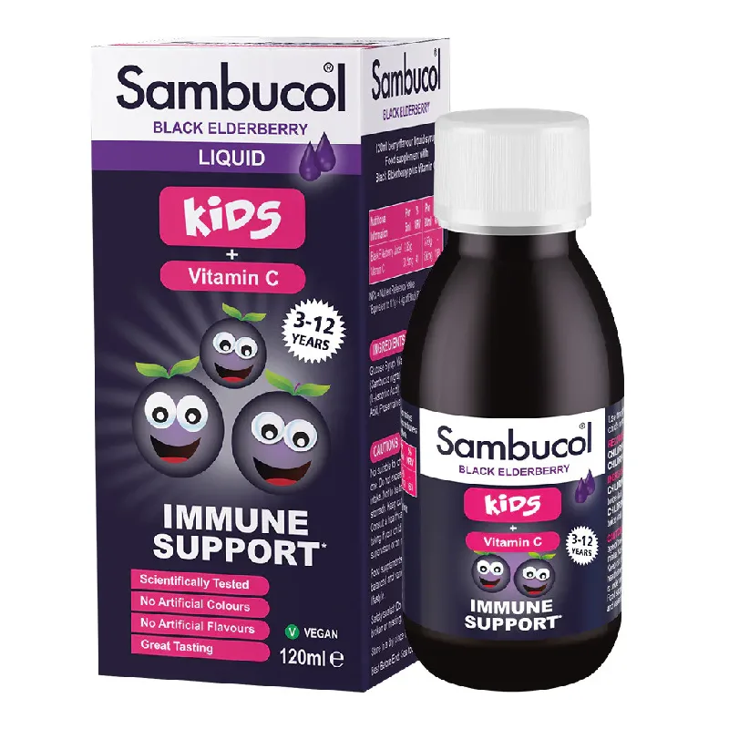Sirop cu soc negru si vitamina C pentru copii, 120 ml, Sambucol — preț și oferte