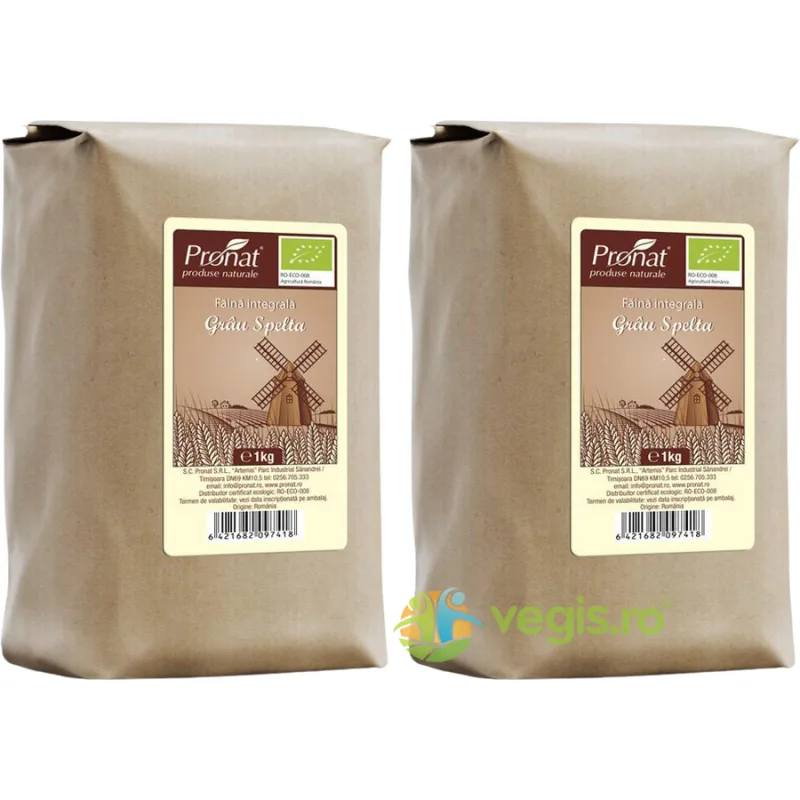 Pachet Faina Integrala de Grau Spelta Ecologica/Bio 1kg+1kg PRONAT — preț și oferte