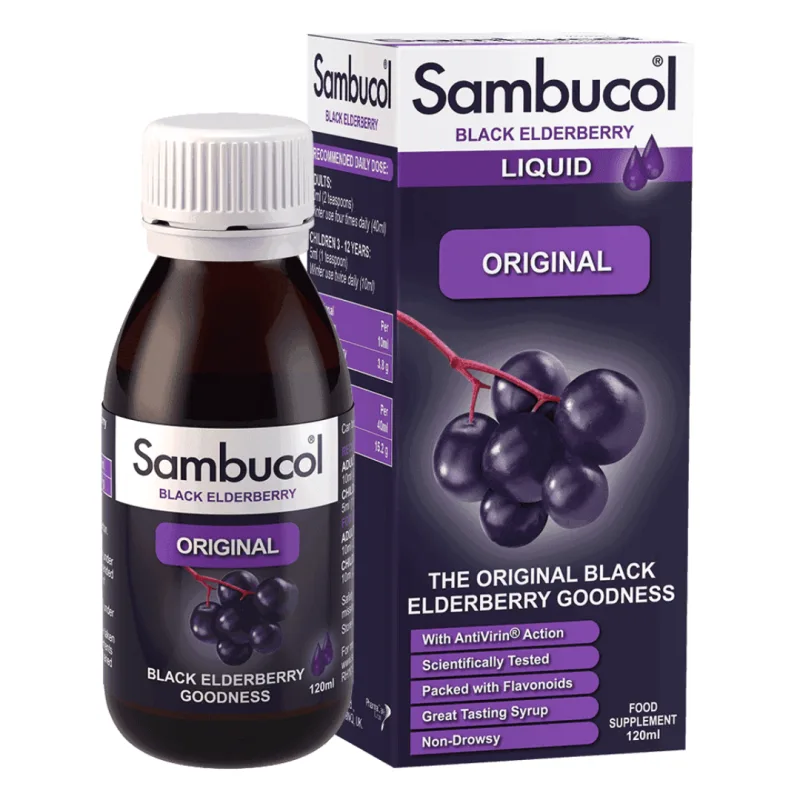 Sirop cu soc negru Liquid Original, 120 ml, Sambucol — preț și oferte