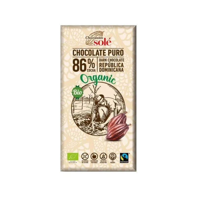 Ciocolata neagra bio cu 86% cacao, 100g, Chocolates Sole — preț și oferte