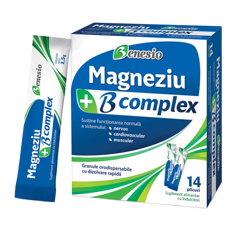 Magneziu B complex, 14 plicuri orodispersabile, Benesio — preț și oferte