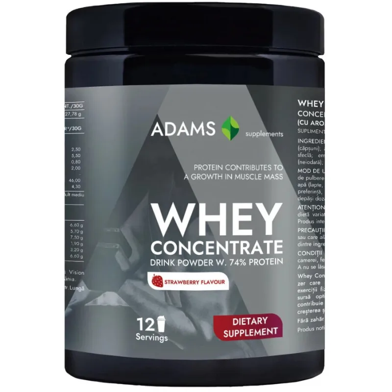 Concentrat Proteic din Zer cu Aroma de Capsuni 360g ADAMS VISION — preț și oferte