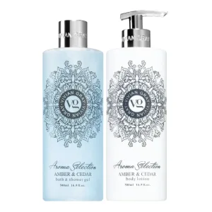 Set lotiune de corp & Gel de dus Aroma Selection Amber&Cedar, 2*500ml, Vivian Gray