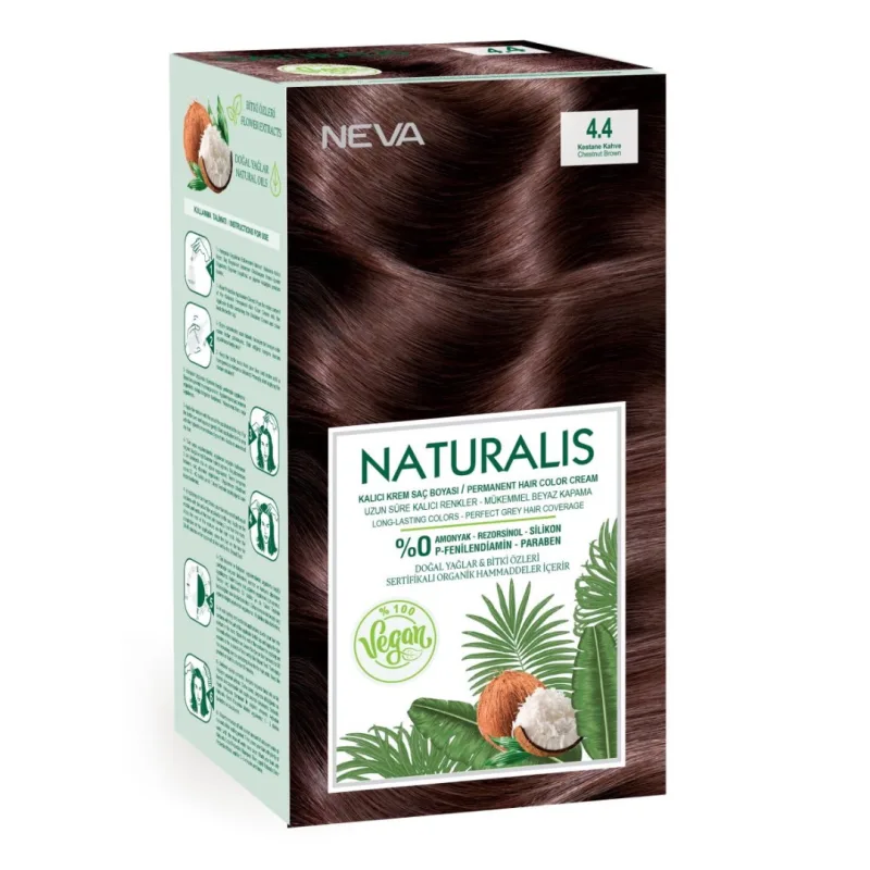 Vopsea de par Castaniu, 4.4 Naturalis, 150ml, Neva — preț și oferte