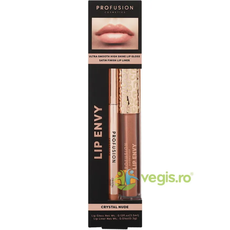 Set Lip Envy Crystal Nude: Luciu de Buze Ultra Neted si Lucios 3.5ml + Creion de Buze cu Finish Satinat 0.3g PROFUSION COSMETICS — preț și oferte
