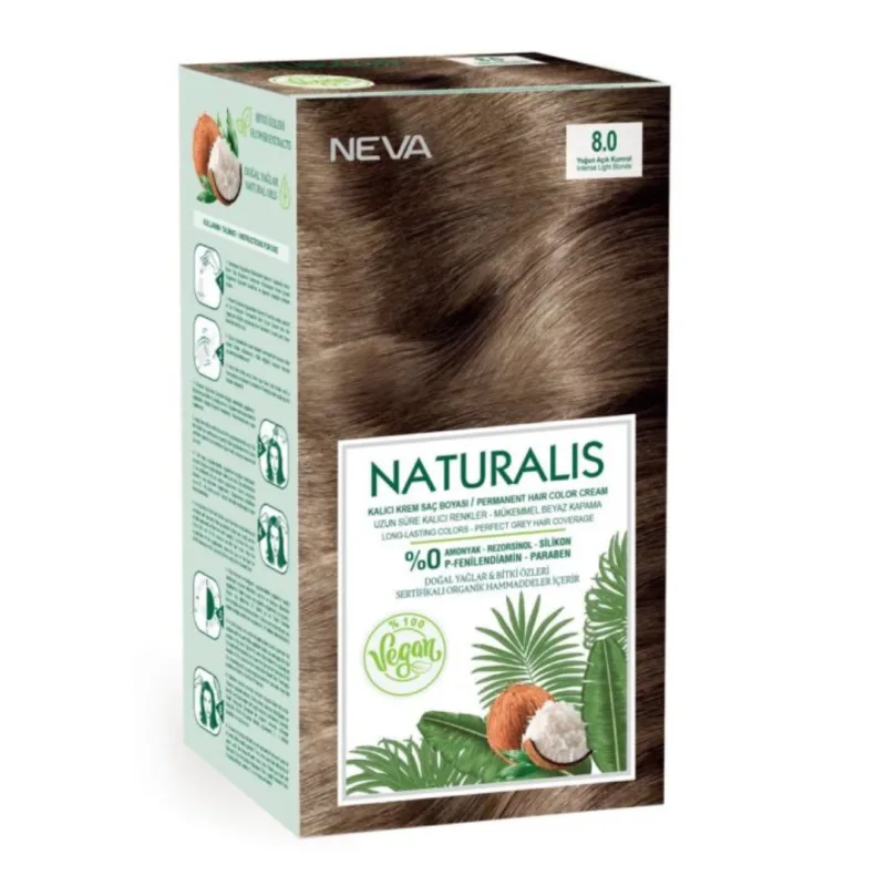 Vopsea de par Blond deschis intens, 8.0 Naturalis, 150ml, Neva — preț și oferte
