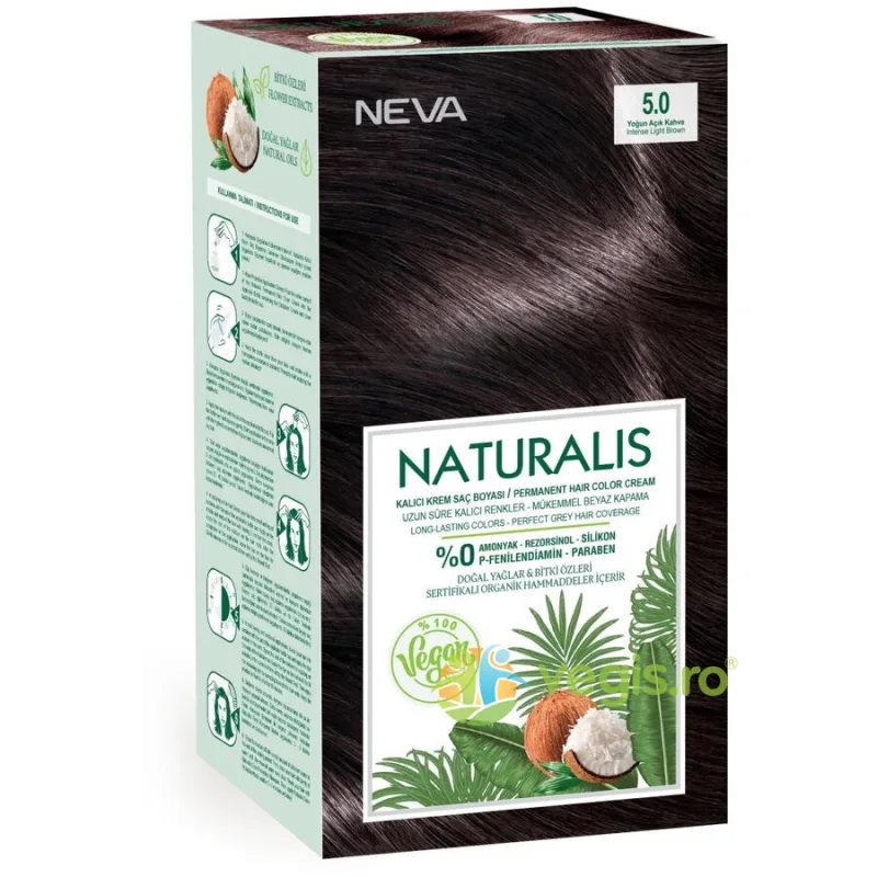 Vopsea de Par Vegana, fara Amoniac Saten Deschis Intens 5.0 Naturalis Neva 150ml — preț și oferte