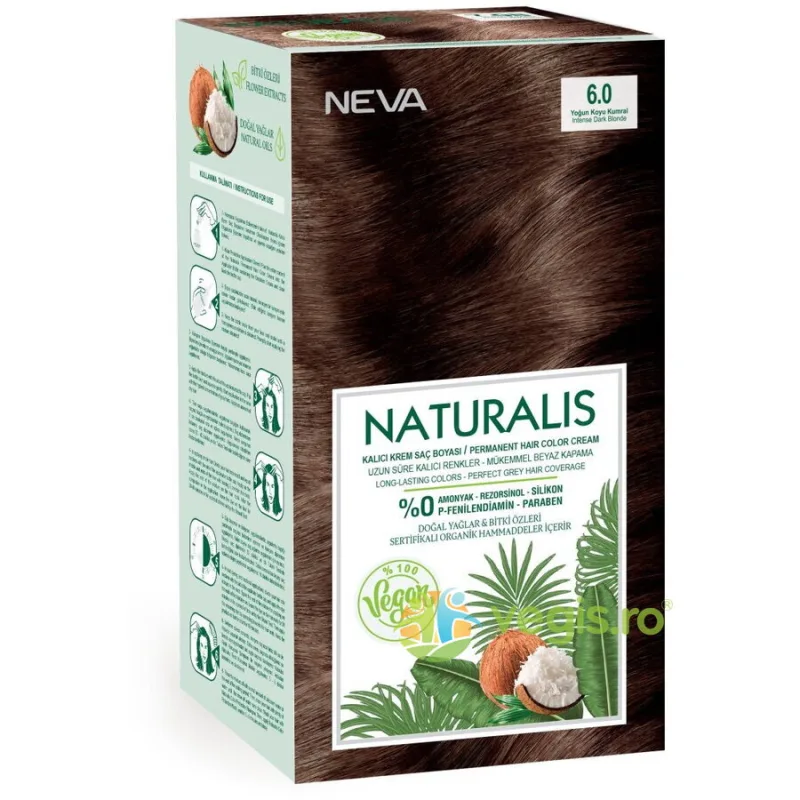Vopsea de Par Vegana, fara Amoniac Blond Inchis Intens 6.0 Naturalis Neva 150ml — preț și oferte