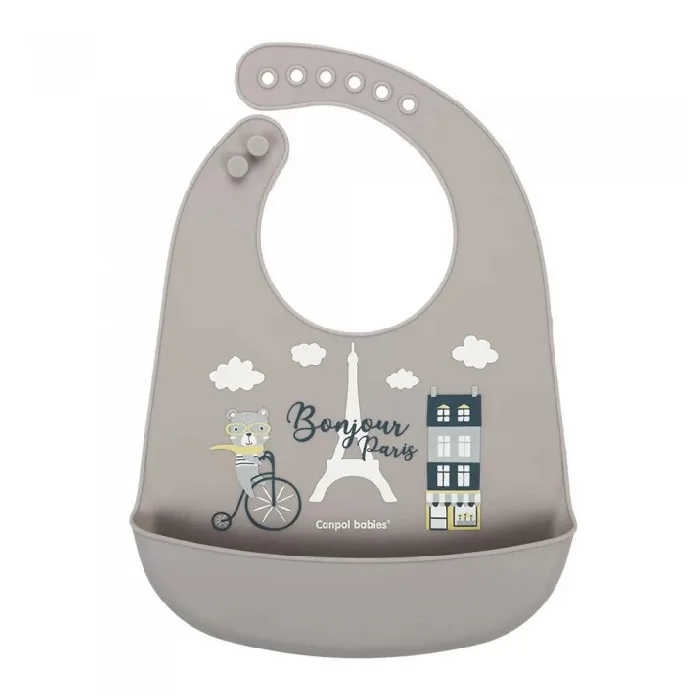 Baveta de silicon Bonjour Paris bej 74/027, Canpol Babies — preț și oferte