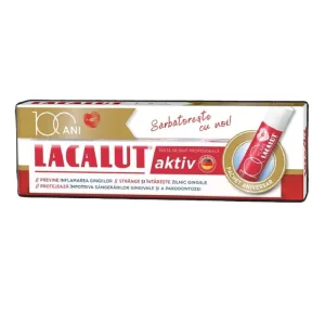 Pachet Pasta de dinti Lacalut Aktiv, 75 ml + Balsam de buze, 1 bucata, Lacalut