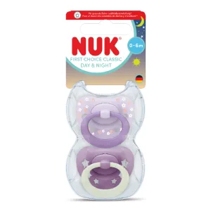 Suzeta silicon Day&Night First Choice, roz, 0-6 luni, 2 bucati, Nuk