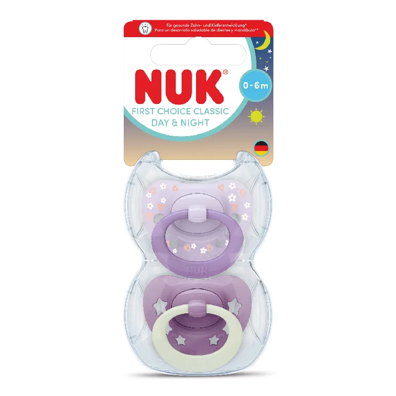 Suzeta silicon Day&Night First Choice, roz, 0-6 luni, 2 bucati, Nuk — preț și oferte