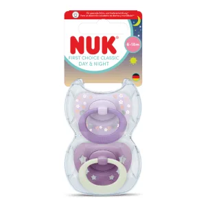 Suzeta silicon Day&Night First Choice, roz, 6-18luni, 2 bucati, Nuk