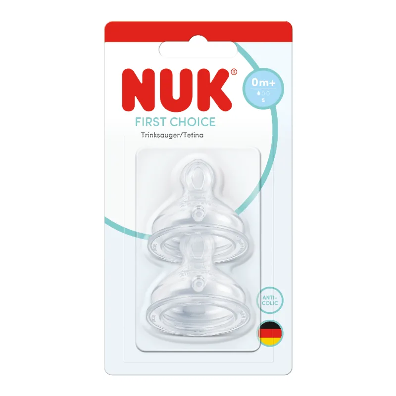 Tetina din silicon First Choice, flux S, 0 luni+, 2 bucati, Nuk — preț și oferte