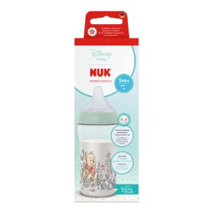 Biberon cu tetina din silicon Perfect Match, Winnie, flux M, 3+ luni, 260 ml, Nuk