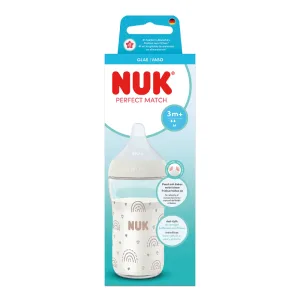 Biberon sticla cu tetina din silicon Perfect Match, flux M, 3 luni+, 230 ml, Nuk
