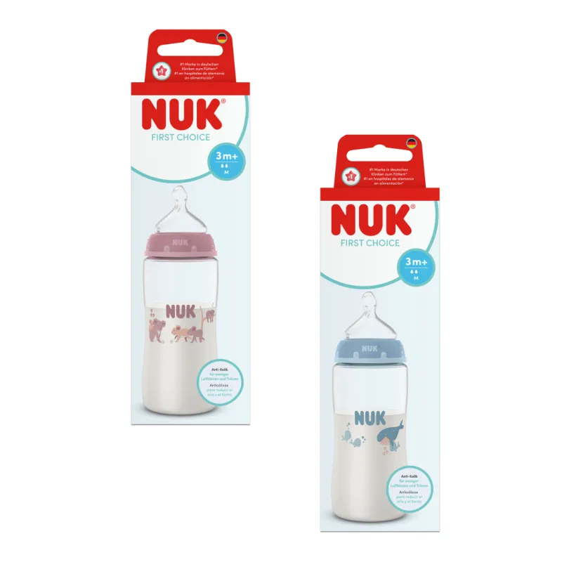 Biberon First Choice, flux M, 3 luni+, culori variate, 300 ml, 1 bucata, Nuk — preț și oferte