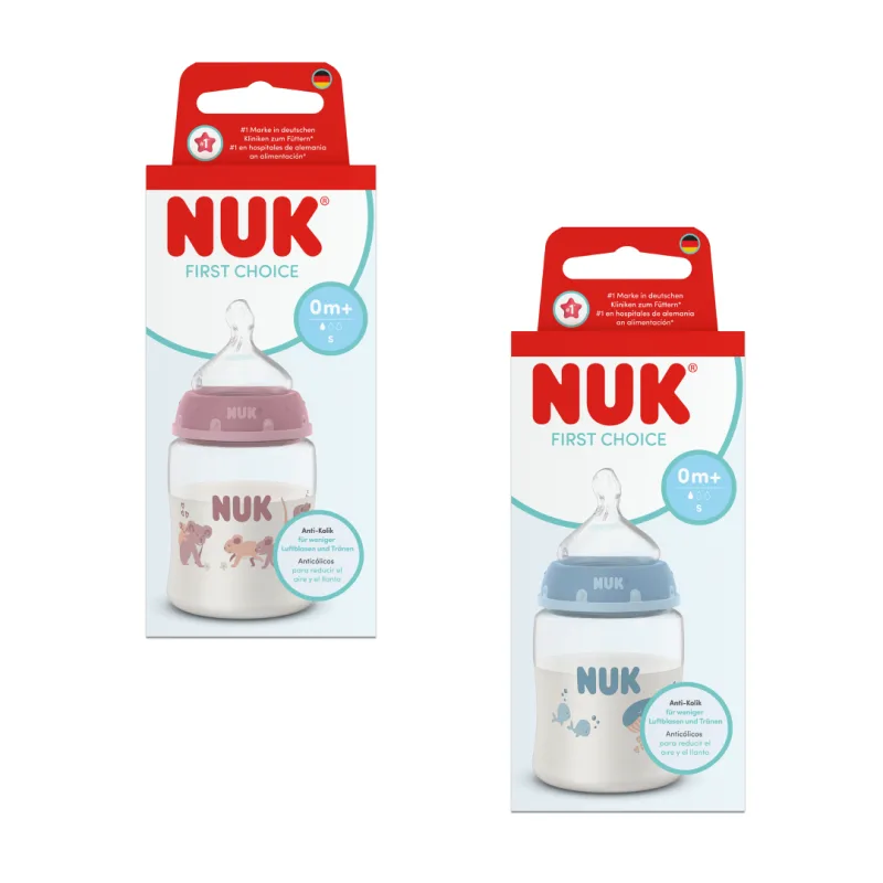 Biberon First Choice, flux S, 0 luni+, culori variate, 150 ml, 1 bucata, Nuk — preț și oferte