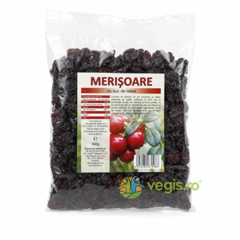 Merisoare Deshidratate Indulcite cu Suc de Mere 500g Deco Italia — preț și oferte