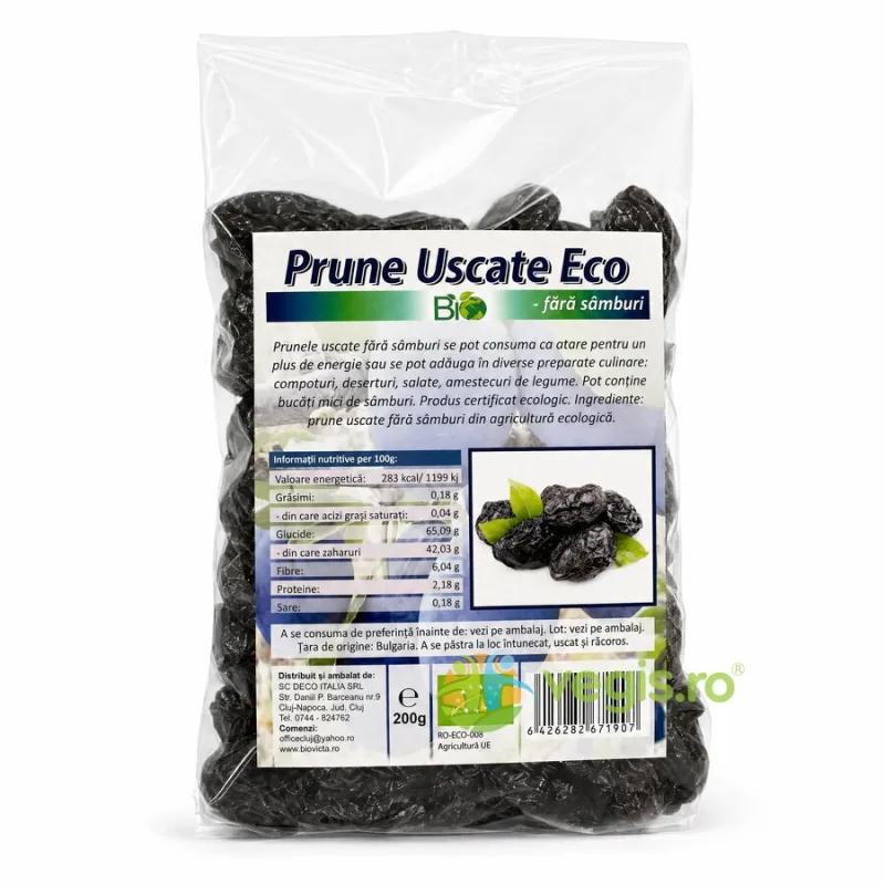 Prune Uscate fara Samburi Ecologice/Bio 200g Deco Italia — preț și oferte