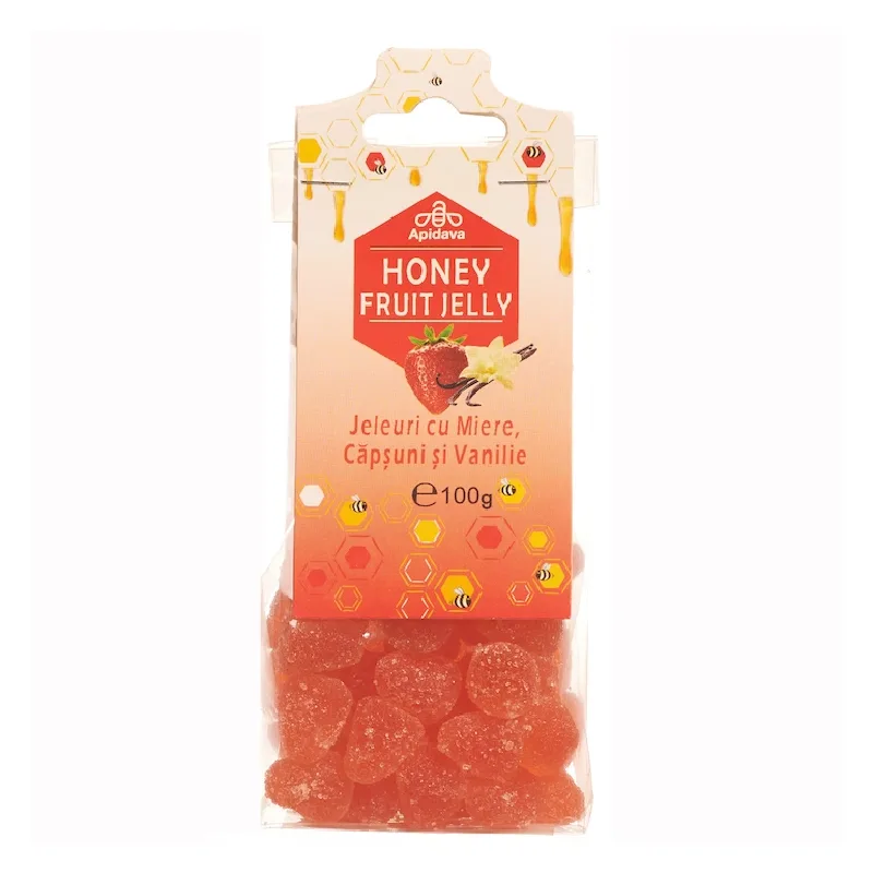 Jeleuri miere, capsuni, vanilie, 100g, Apidava — preț și oferte