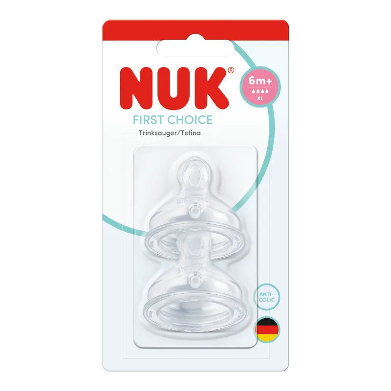 Tetina din silicon First Choice, flux XL, 6 luni+, 2 bucati, Nuk — preț și oferte