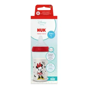 Biberon cu tetina din silicon Perfect Match, Minnie, flux M, 3+ luni, 260 ml, Nuk