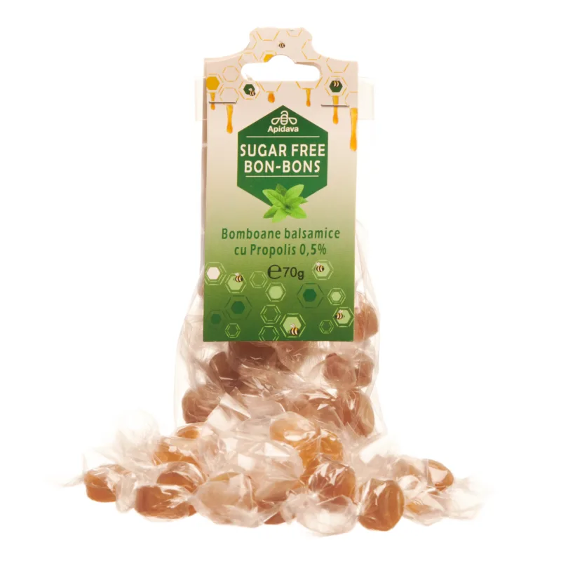Bomboane fara zahar cu propolis, 70g, Apidava — preț și oferte